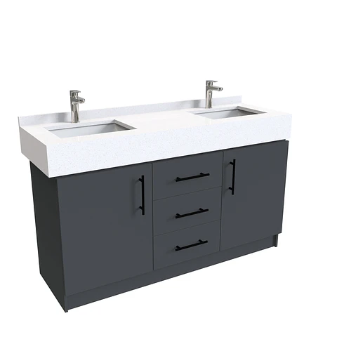 Mueble vanitorio Doble al piso  de 150 cm /  F1-1538 -D / Grafito