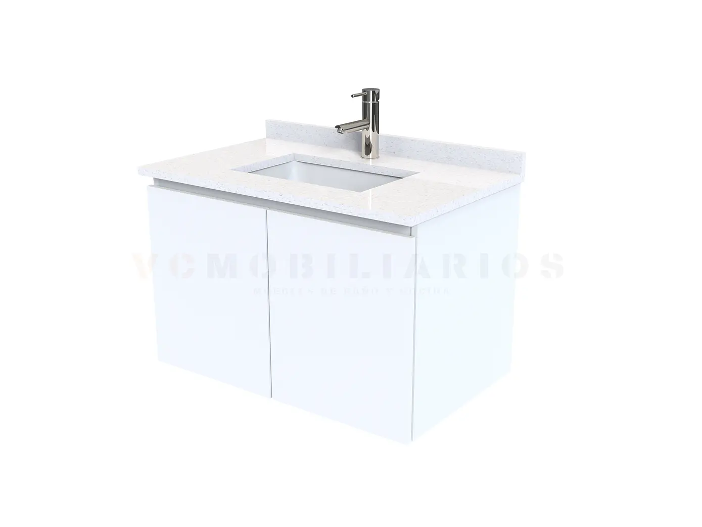 Mueble vanitorio aereo de 70 cm con cubierta de cuarzo / M0-738-A / Blanco 1