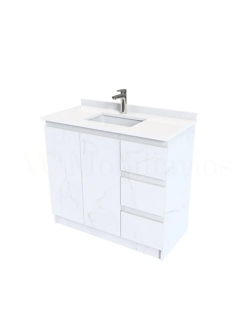 Mueble vanitorio al piso de 90 cm con cubierta de cuarzo M2-938 / Marmara 2