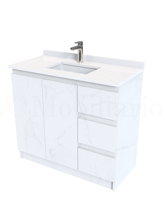 Mueble vanitorio al piso de 90 cm con cubierta de cuarzo M2-938 / Marmara 1