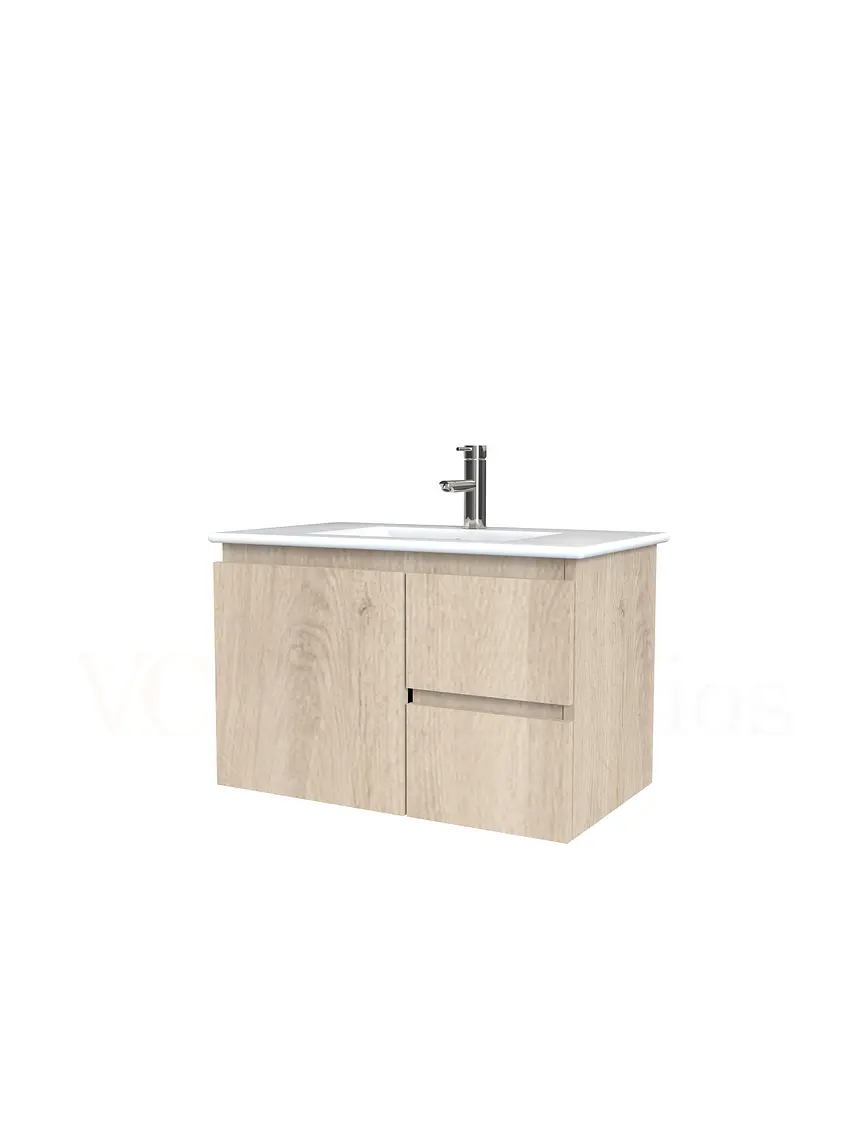 Mueble vanitorio aereo con cubierta de loza de 70 cm  /  M2-701-A / Jerez 1