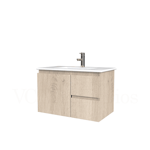 Mueble vanitorio aereo con cubierta de loza de 70 cm  /  M2-701-A / Jerez