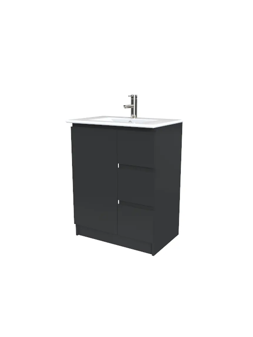 Mueble Vanitorio al piso de 70 cm con cubierta de loza M2-701 / Negro 1