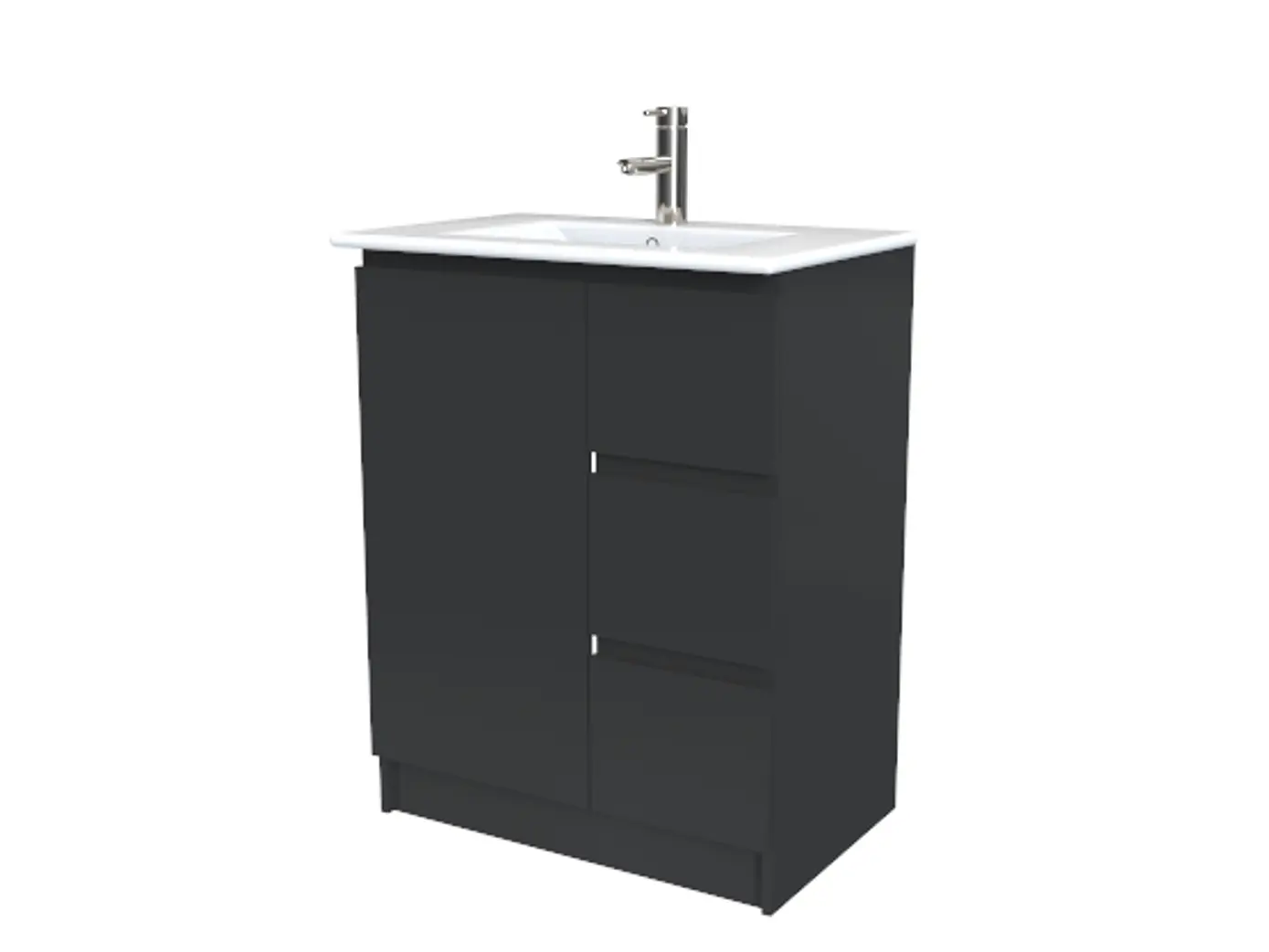 Mueble Vanitorio al piso de 70 cm con cubierta de loza M2-701 / Negro 1