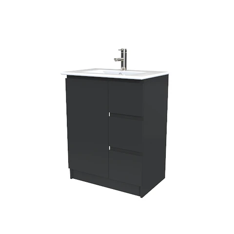 Mueble Vanitorio al piso de 70 cm con cubierta de loza M2-701 / Negro