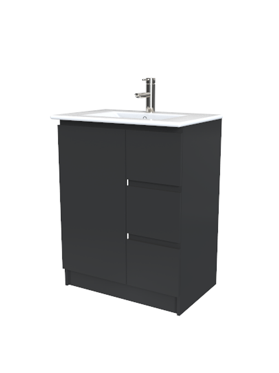 Mueble Vanitorio al piso de 70 cm con cubierta de loza M2-701 / Negro 1