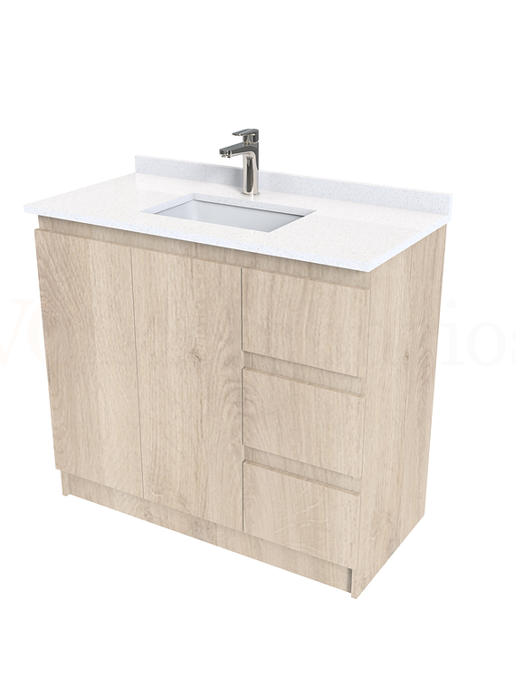 Mueble vanitorio al piso de 90 cm con cubierta de cuarzo M2-938 / Jerez 1