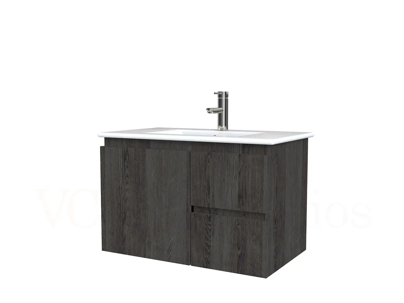 Mueble vanitorio aereo con cubierta de loza de 70 cm  /  M2-701-A / Espresso 1