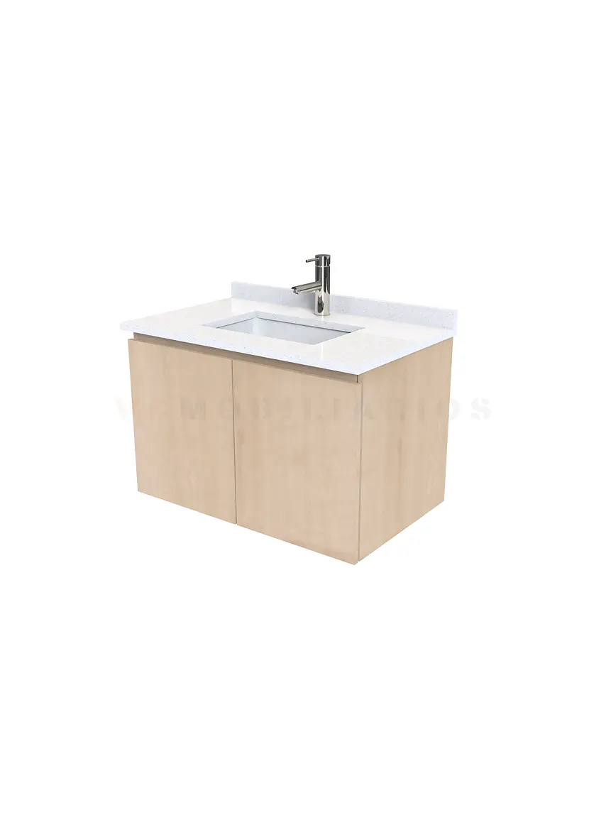 Mueble vanitorio aereo de 70 cm con cubierta de cuarzo / M0-738-A / Rustico 1