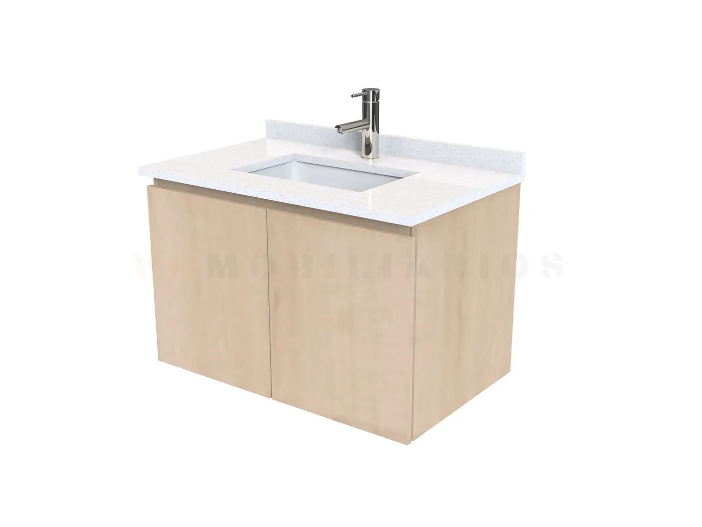 Mueble vanitorio aereo de 70 cm con cubierta de cuarzo / M0-738-A / Rustico 1