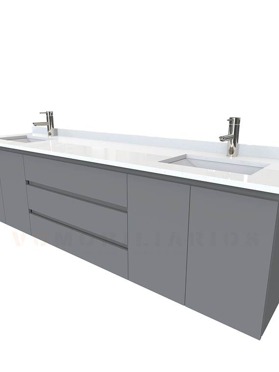 Mueble vanitorio Doble Aéreo  de 200 cm /  M2-2028 -DA / Carbon 1