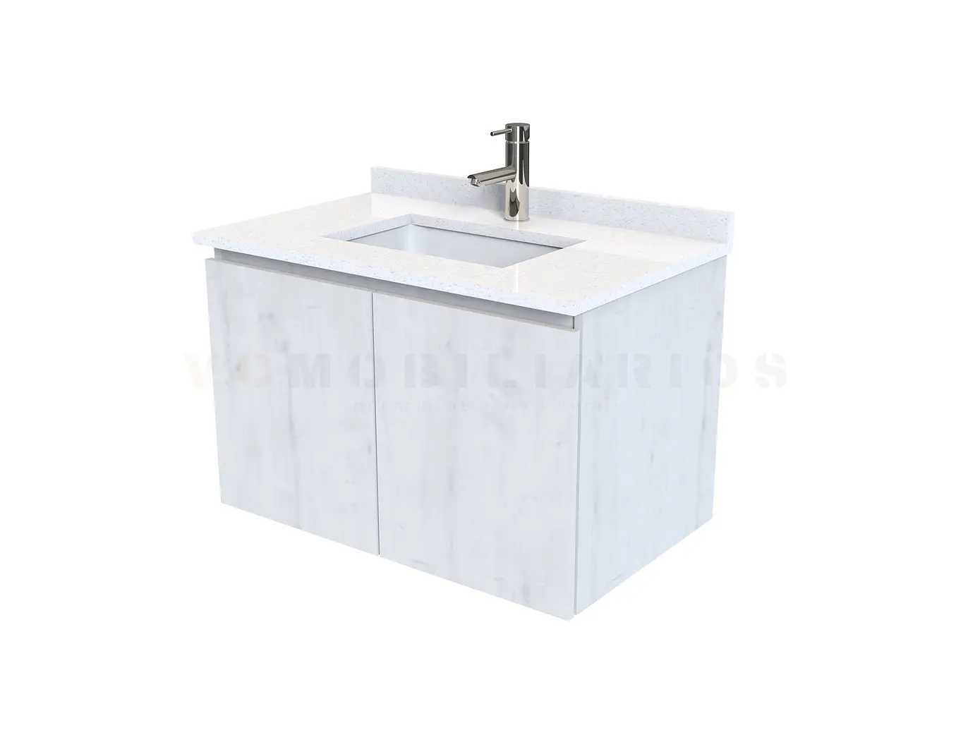 Mueble vanitorio aereo de 80 cm con cubierta de cuarzo / M0-838-A / Alaska 1