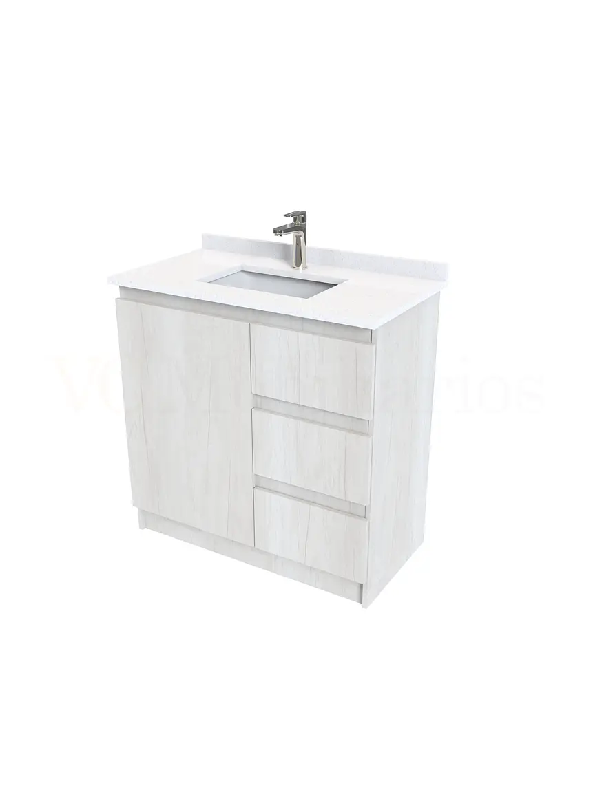 Mueble vanitorio al piso de 80 cm con cubierta de cuarzo M2-838 / Toscana 2