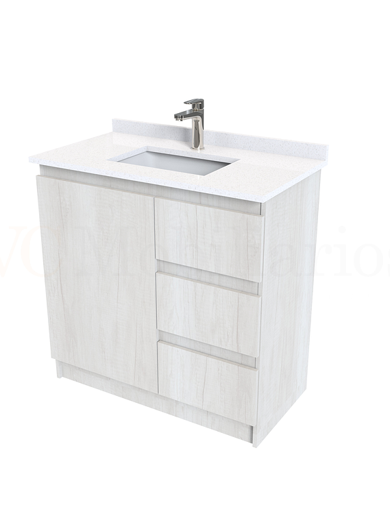 Mueble vanitorio al piso de 80 cm con cubierta de cuarzo M2-838 / Toscana 1