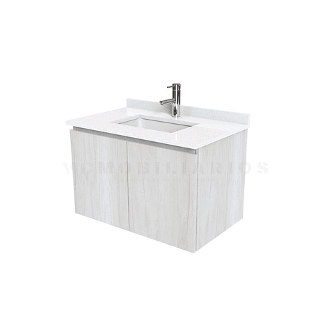 Mueble vanitorio aereo de 80 cm con cubierta de cuarzo / M0-838-A / Toscana