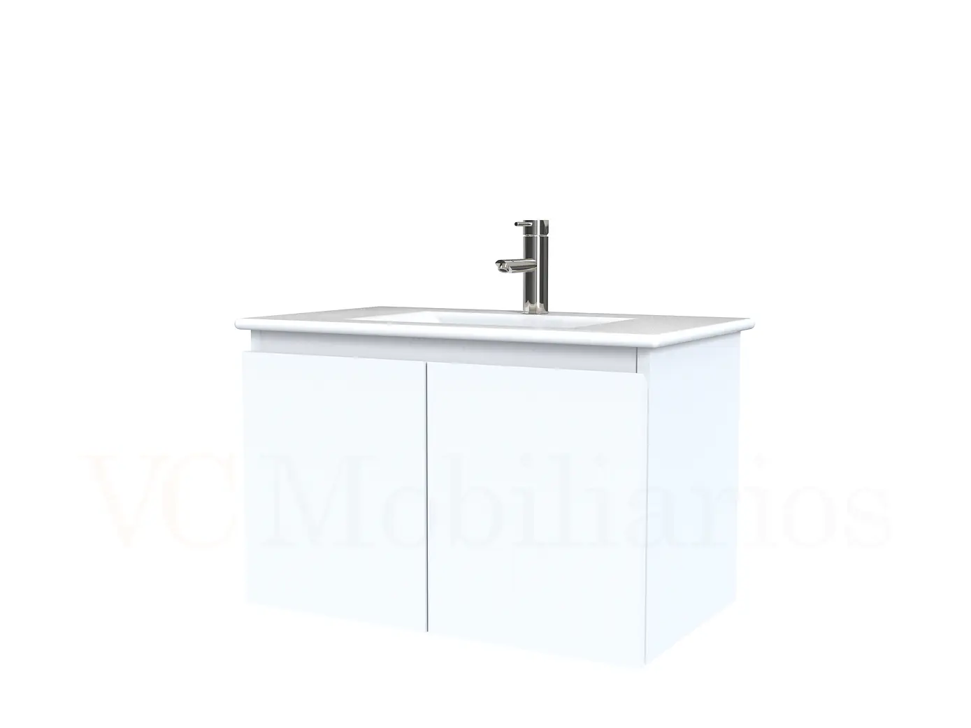 Mueble vanitorio aereo con cubierta de loza de 80 cm  /  M0-801-A / Blanco 1