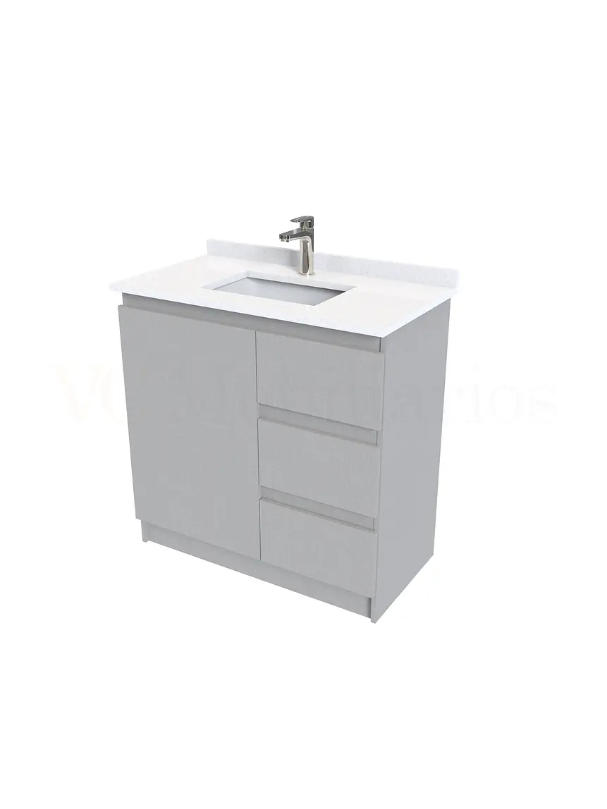 Mueble vanitorio al piso de 80 cm con cubierta de cuarzo M2-838 / Notte 2