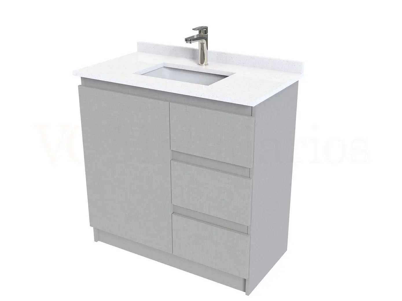 Mueble vanitorio al piso de 80 cm con cubierta de cuarzo M2-838 / Notte 1