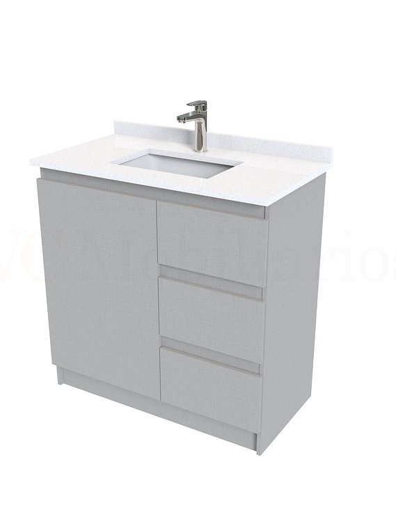 Mueble vanitorio al piso de 80 cm con cubierta de cuarzo M2-838 / Notte 1