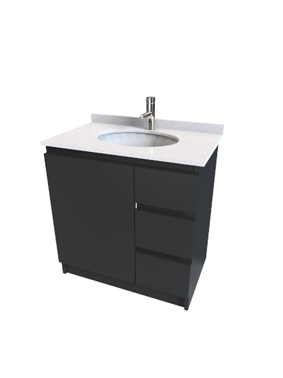 Mueble Vanitorio al piso de 80 cm con cubierta de cuarzo M2-803 / Negro 1