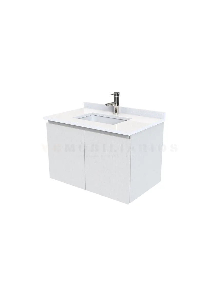 Mueble vanitorio aereo de 80 cm con cubierta de cuarzo / M0-838-A / Giorno 1