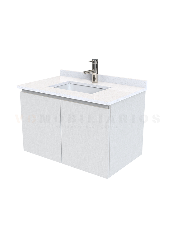 Mueble vanitorio aereo de 80 cm con cubierta de cuarzo / M0-838-A / Giorno 1