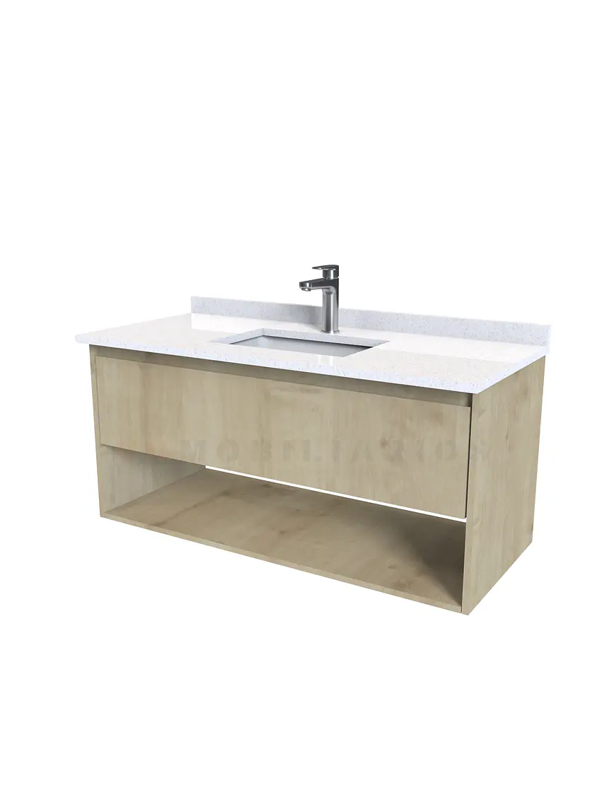 Mueble Vanitorio aereo de 110cm M7-1108-A con cubierta de cuarzo / Rustico 1