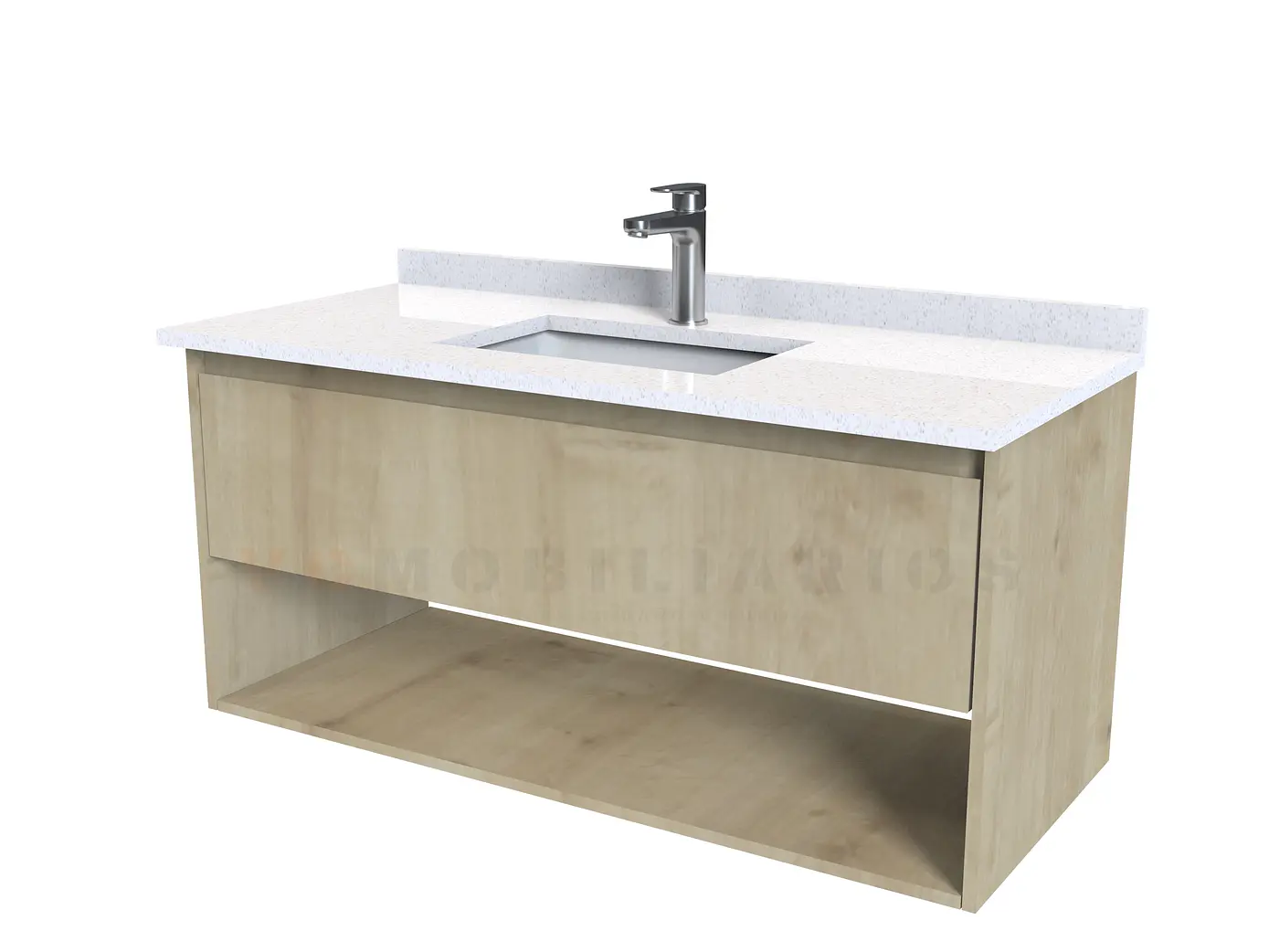 Mueble Vanitorio aereo de 110cm M7-1108-A con cubierta de cuarzo / Rustico 1