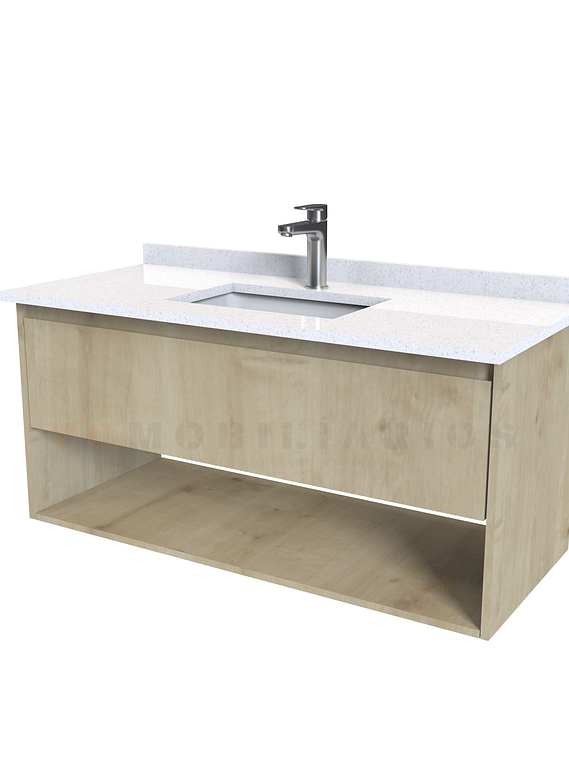 Mueble Vanitorio aereo de 110cm M7-1108-A con cubierta de cuarzo / Rustico 1