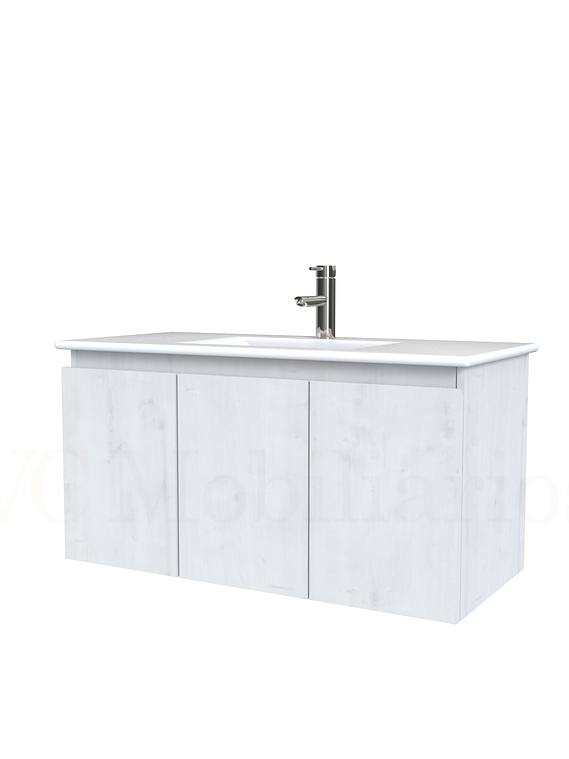 Mueble vanitorio aereo con cubierta de loza de 90 cm  /  M0-901-A / Alaska 1