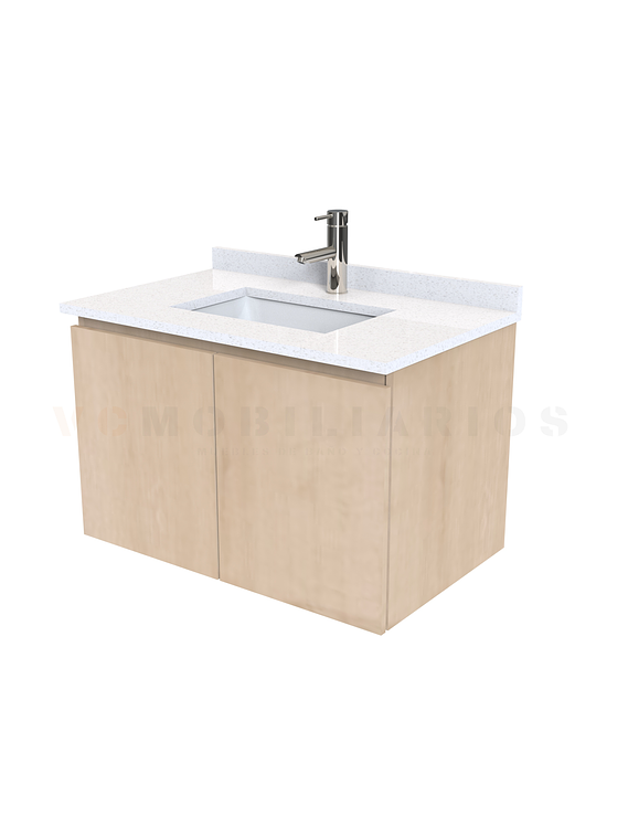 Mueble vanitorio aereo de 80 cm con cubierta de cuarzo / M0-838-A / Rustico 1