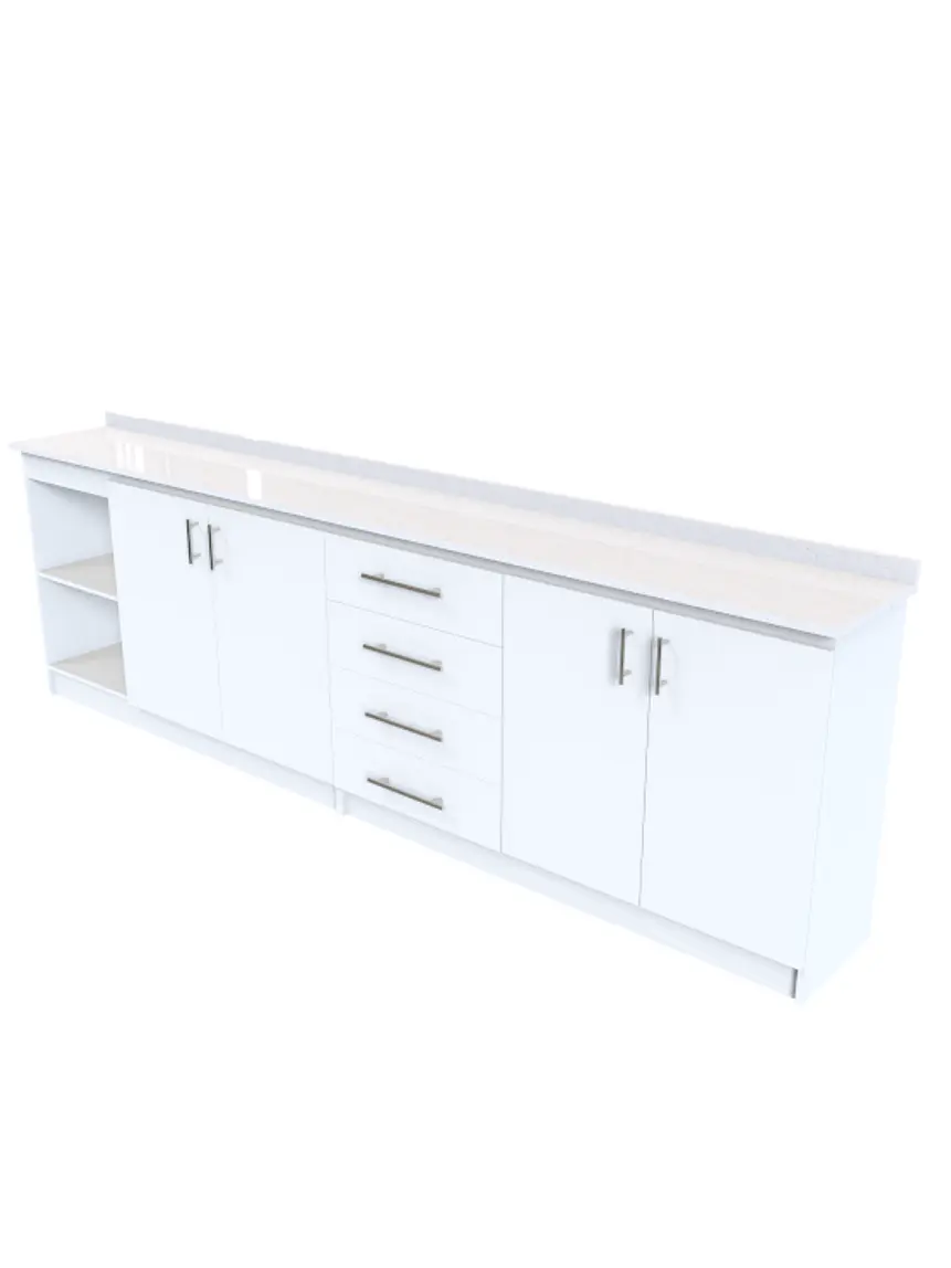 Mueble meson con cubierta de cuarzo de 290 cm / M1-2920 / Blanco 1