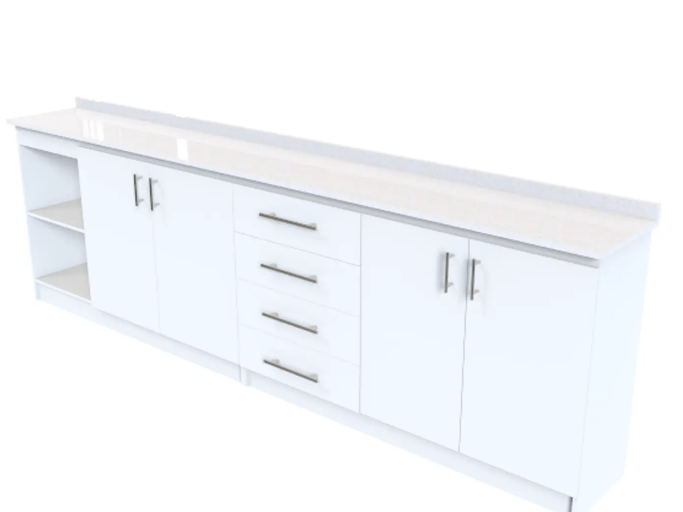 Mueble meson con cubierta de cuarzo de 290 cm / M1-2920 / Blanco 1