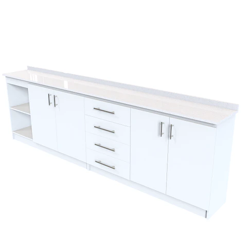 Mueble meson con cubierta de cuarzo de 290 cm / M1-2920 / Blanco
