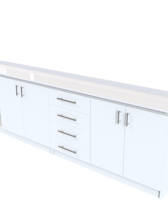 Mueble meson con cubierta de cuarzo de 290 cm / M1-2920 / Blanco 1