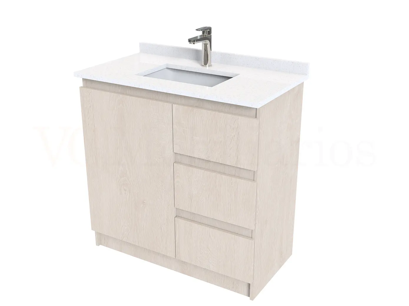 Mueble vanitorio al piso de 80 cm con cubierta de cuarzo M2-838 / Provenzal 1