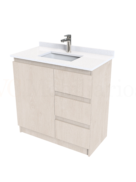 Mueble vanitorio al piso de 80 cm con cubierta de cuarzo M2-838 / Provenzal 1