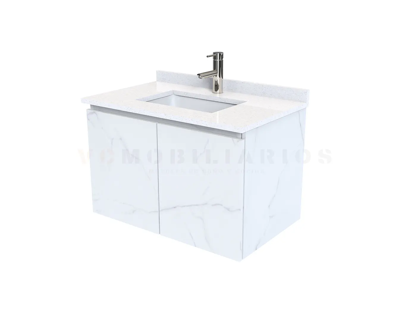 Mueble vanitorio aereo de 80 cm con cubierta de cuarzo / M0-838-A / Marmara 1