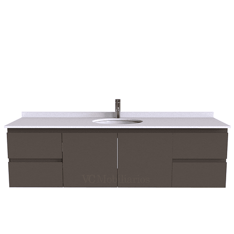 Mueble Vanitorio aereo simple de 170 cm M2-1708 / Titanio