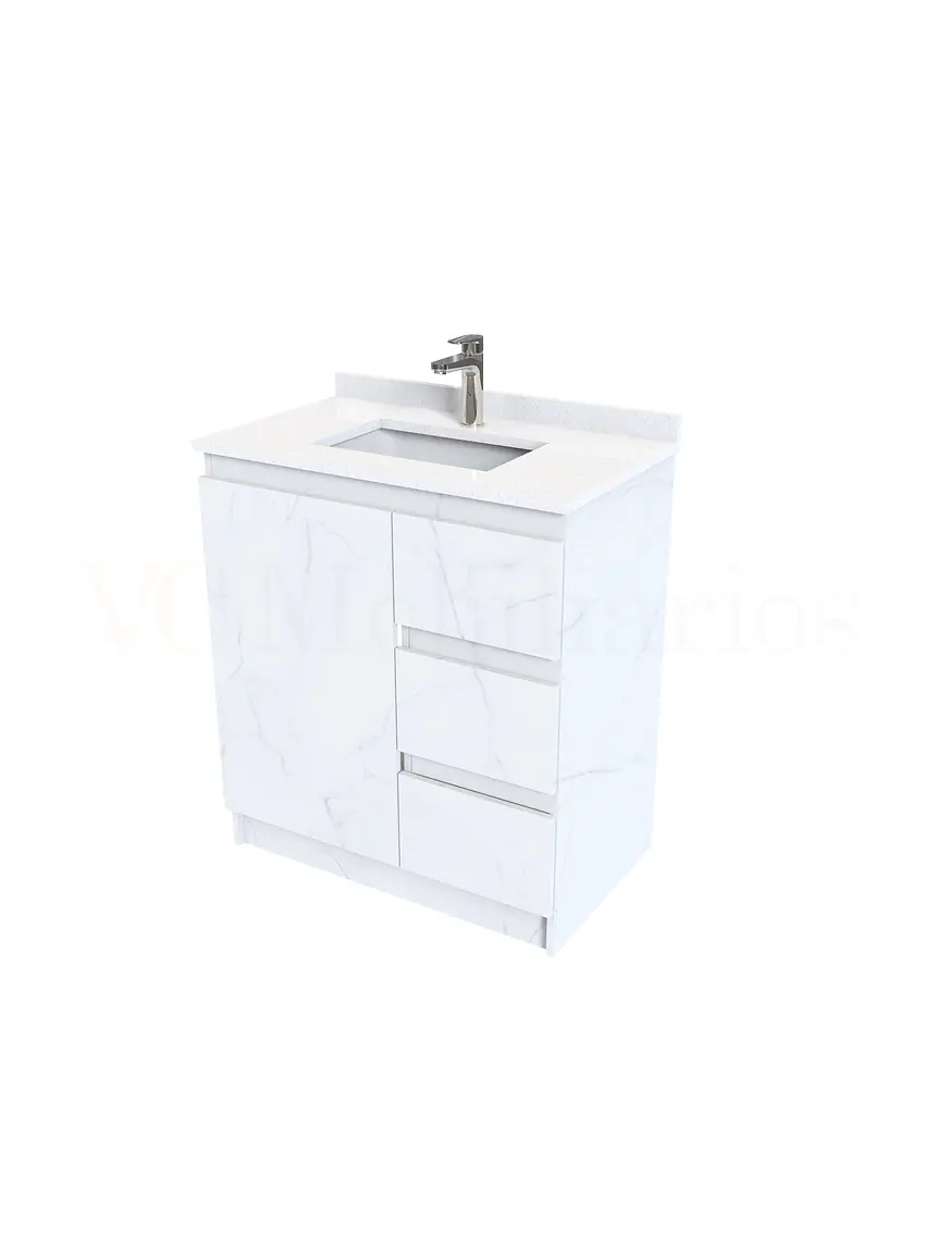 Mueble vanitorio al piso de 80 cm con cubierta de cuarzo M2-838 / Marmara 2