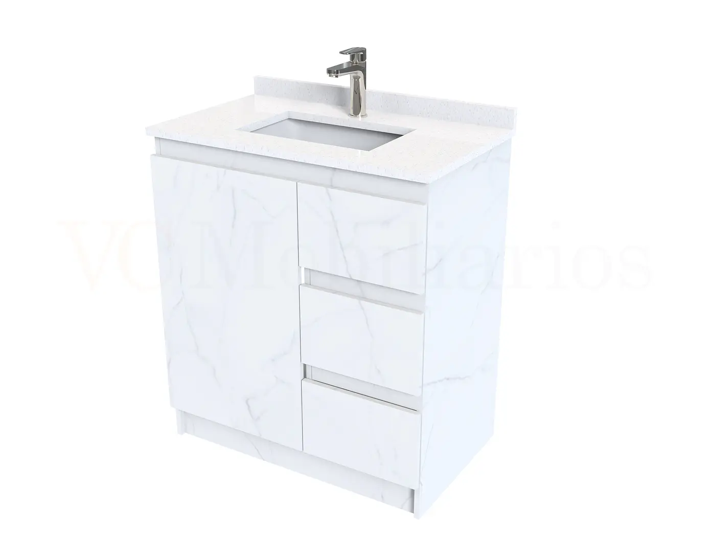 Mueble vanitorio al piso de 80 cm con cubierta de cuarzo M2-838 / Marmara 1