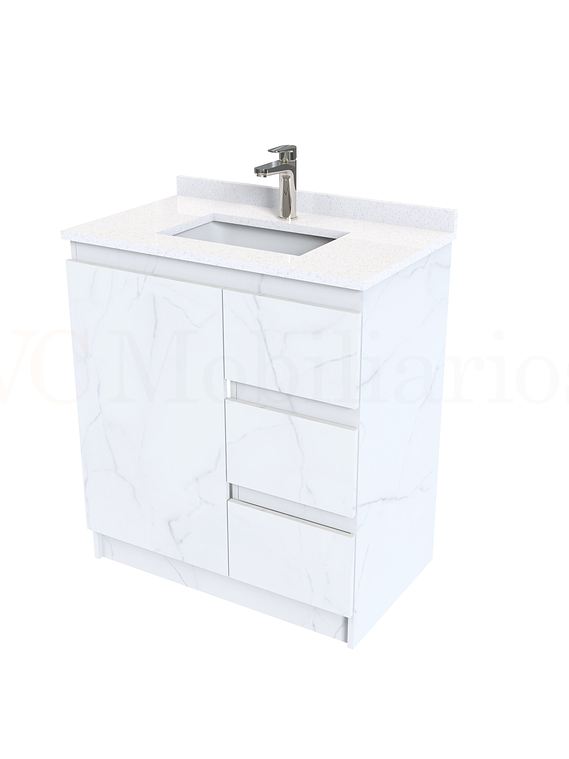 Mueble vanitorio al piso de 80 cm con cubierta de cuarzo M2-838 / Marmara 1