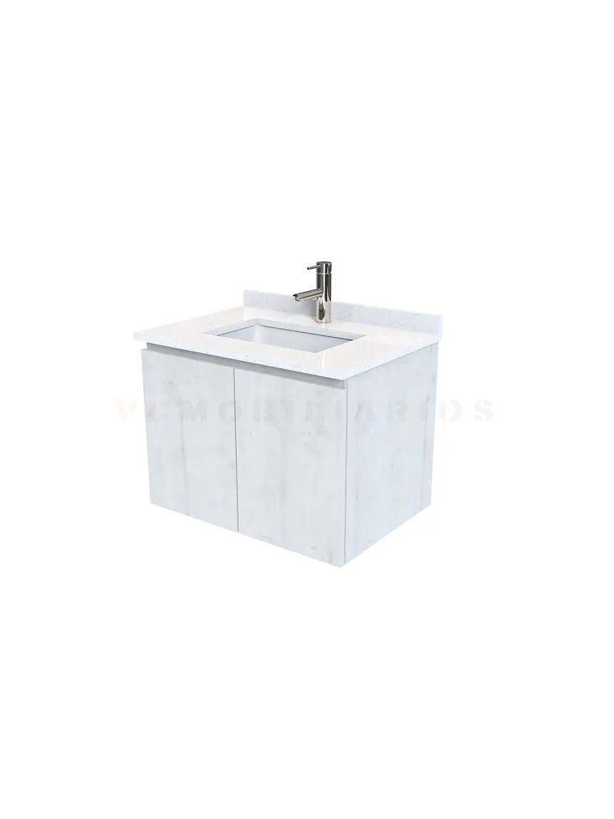Mueble vanitorio aereo de 60 cm con cubierta de cuarzo / M0-638-A / Alaska 1