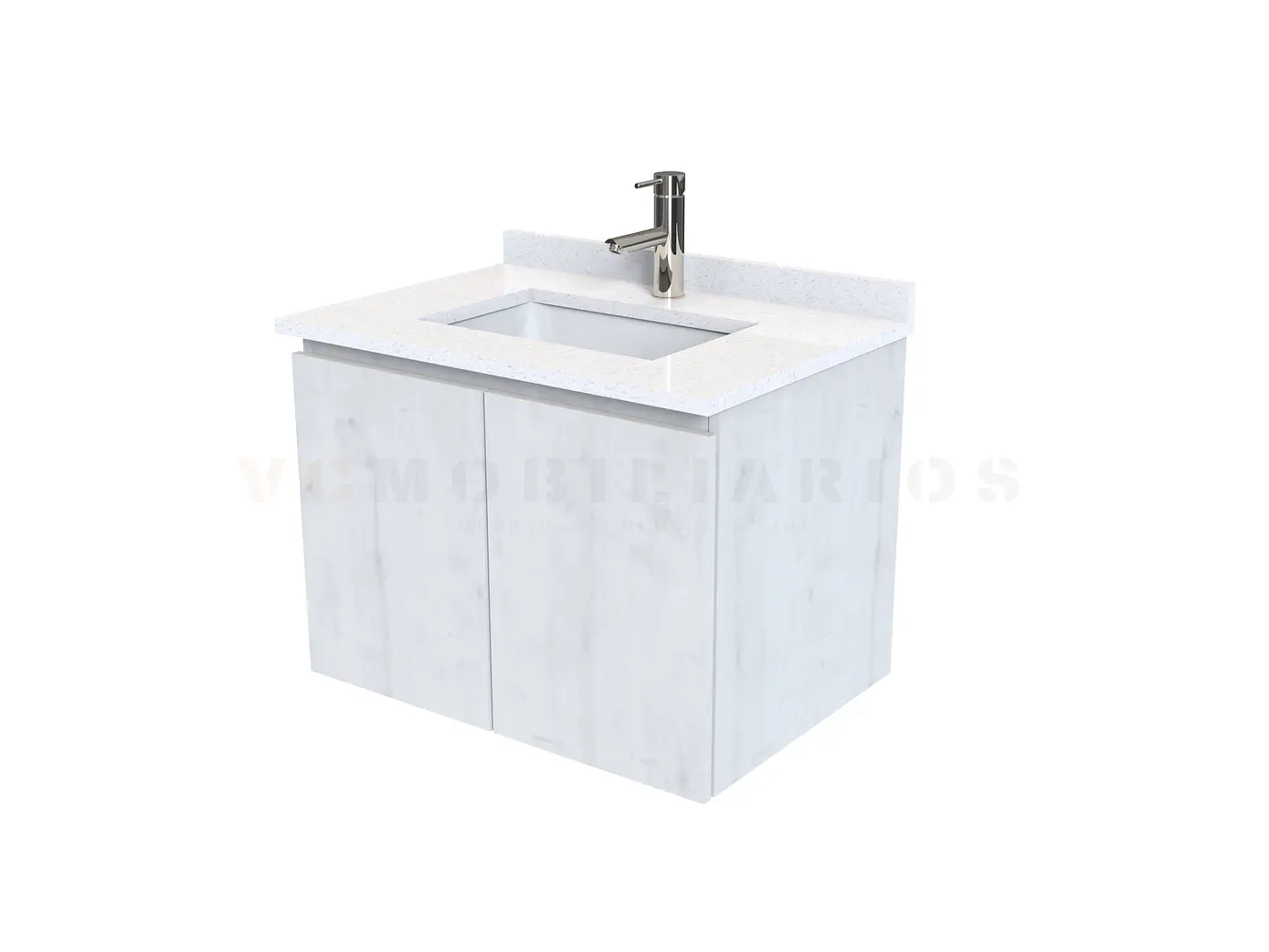 Mueble vanitorio aereo de 60 cm con cubierta de cuarzo / M0-638-A / Alaska 1