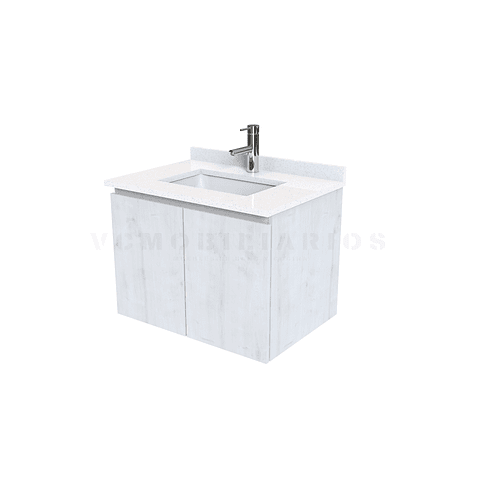 Mueble vanitorio aereo de 60 cm con cubierta de cuarzo / M0-638-A / Alaska