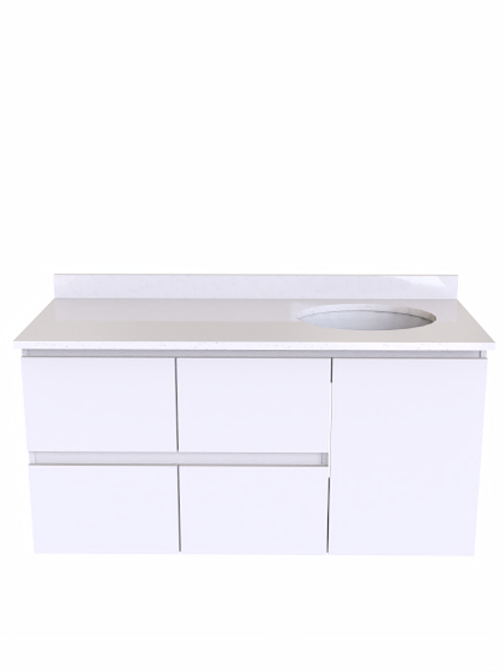 Mueble vanitorio simple Aéreo  de 130 cm /  M2-1323 -DA / Blanco - especial 1