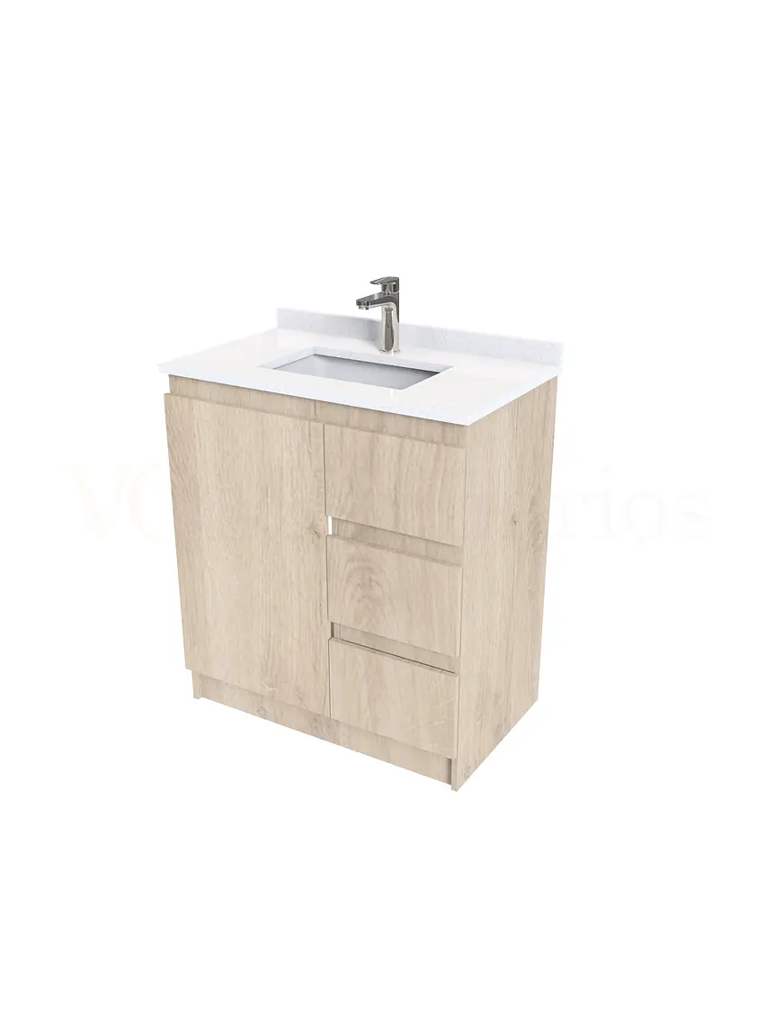Mueble vanitorio al piso de 80 cm con cubierta de cuarzo M2-838 / Jerez 2