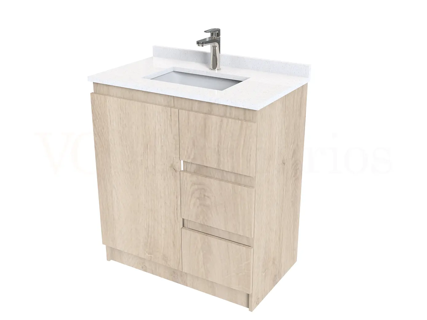 Mueble vanitorio al piso de 80 cm con cubierta de cuarzo M2-838 / Jerez 1