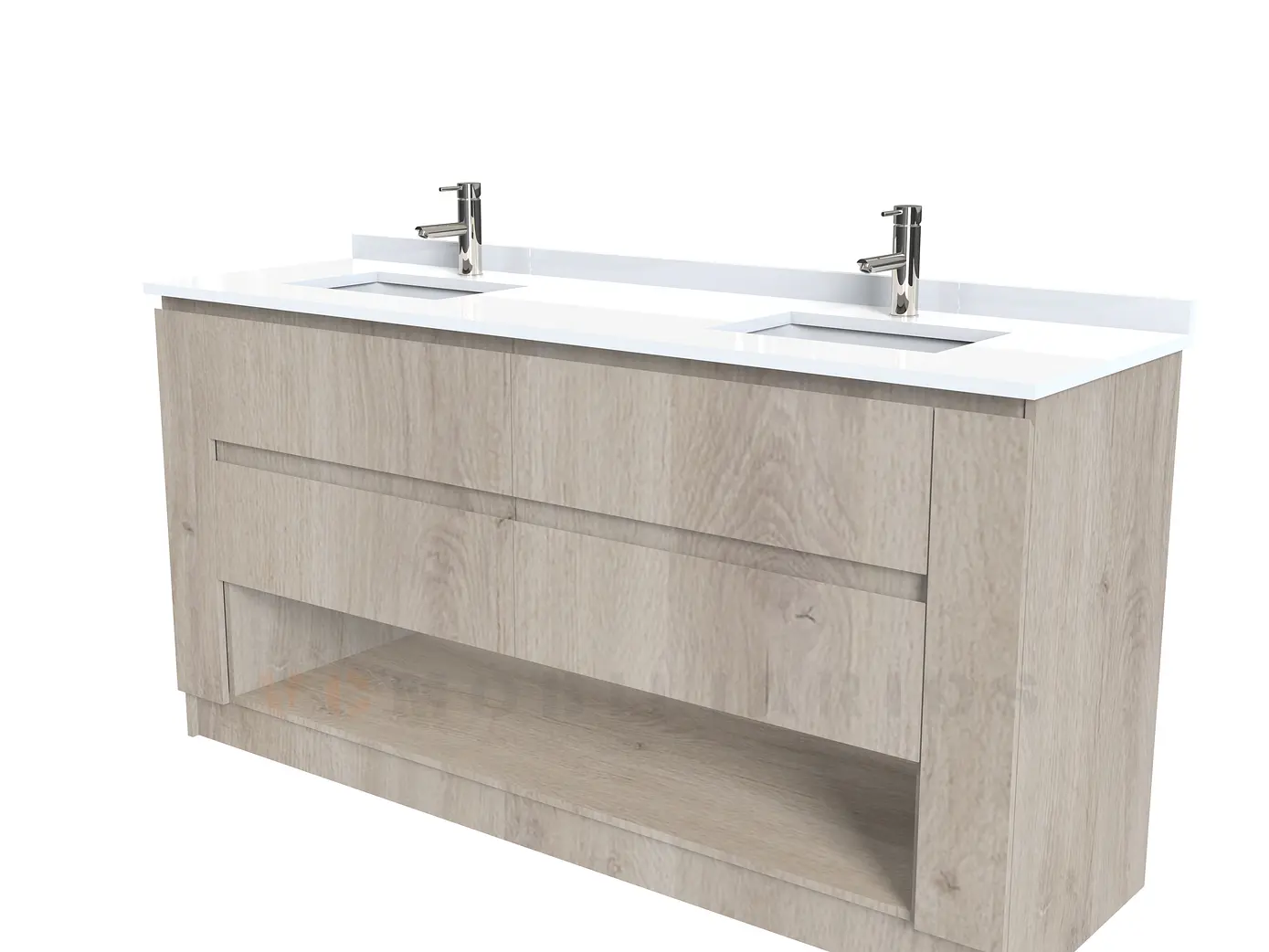 Mueble Vanitorio doble al piso de 177cm ME-17708-D con cubierta de cuarzo / Jerez 1