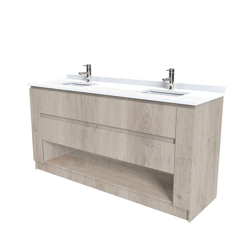 Mueble Vanitorio doble al piso de 177cm ME-17708-D con cubierta de cuarzo / Jerez